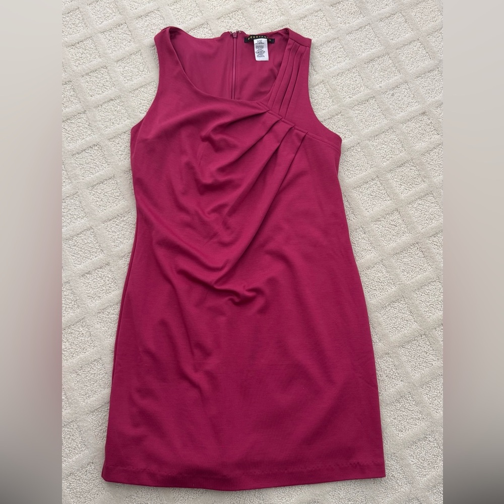 Sleeveless Draped Midi Dress in Magenta
